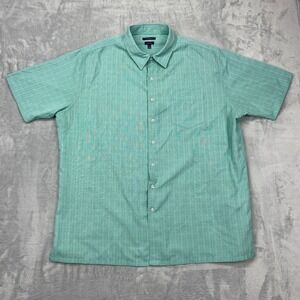 Croft & Barrow Shirt Mens XL Green Plaid Short Sleeve Chest Pocket Button Up